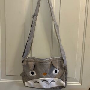 Gray and White Crossbody Bag with Totoro Design